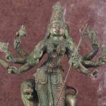 Standing Durga Brass Idol with Lion | 18" Green Patina Art | 12.9kg Sacred Masterpiece | Mahisasur Mardini Beauty | Jaipurio